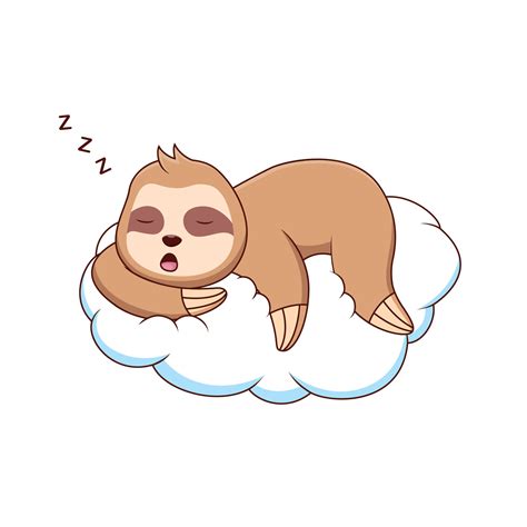 Cute cartoon sloth sleeping on the cloud. Vector illustration. cute animal cartoon 9428302 ...