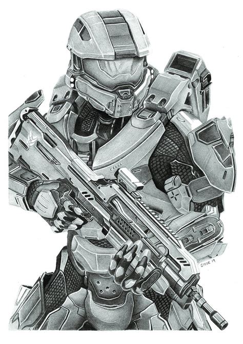 Halo 4 Masterchief A3 Print off Original Pencil Drawing Limited 100 ...