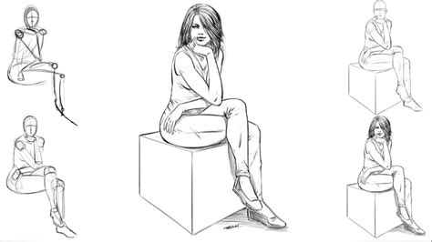 How To Draw A Woman Sitting Down - Sitting Sketch | Sketches, Drawing people, Woman drawing