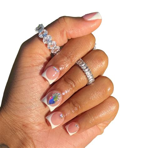 Glow Up | Nails design with rhinestones, Short square acrylic nails ...
