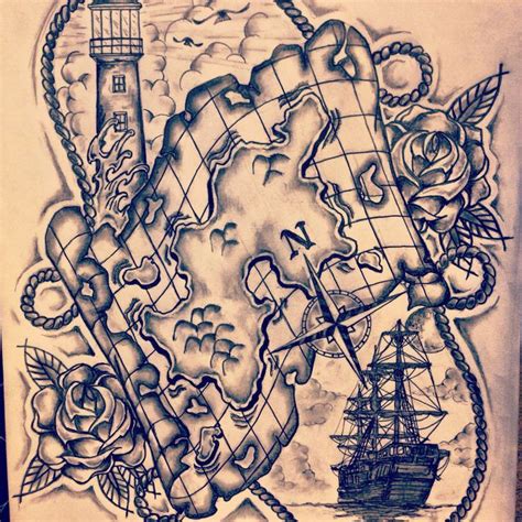 Pin by jason weaver on Yo ho ho | Map tattoos, Nautical tattoo, Pirate ...