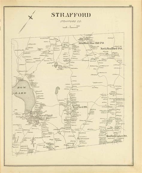 Strafford Town, New Hampshire 1892 Old Town Map Reprint - Hurd State ...