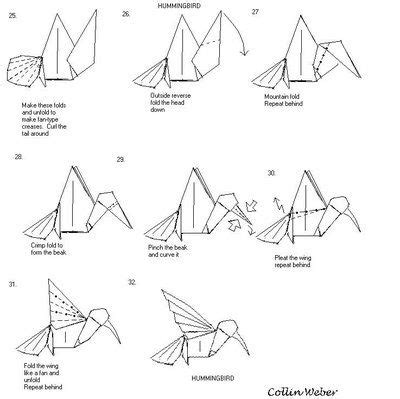 Paper Hummingbird | Origami hummingbird, Origami diagrams, Origami