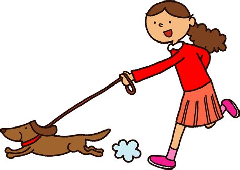 Clipart Dog Girl Walking