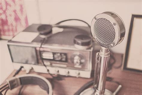 microphone, headphones, radio, airwaves, audio, equipment, music, technology, arts culture and ...