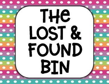 Lost and Found Bin Printable Sign Poster FREEBIE | Printable signs, Lost & found, School signs