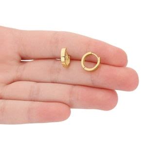 Solid 14K Gold Huggie Earrings Small Minimalist Tiny Round Hoop Earrings for Women, Men & Teens ...