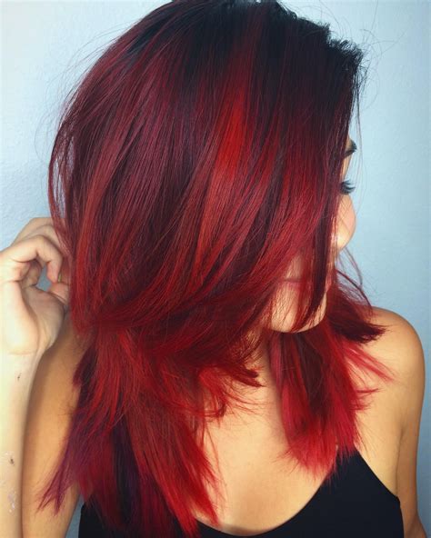 Sister Been Practicing New Hair Colors on Me. Love this Fire Red! | Red ombre hair, Red balayage ...