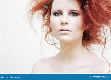 Young Fashion Model with Curly Red Hair. Stock Image - Image of fashion, model: 18974023