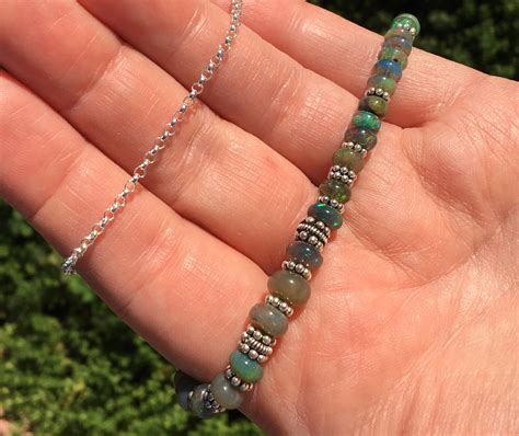 Ethiopian Opal Necklace With Sterling Silver Beaded Opal | Etsy