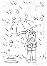 Boy In autumn Rain  Coloring Pages For Kids sketch template