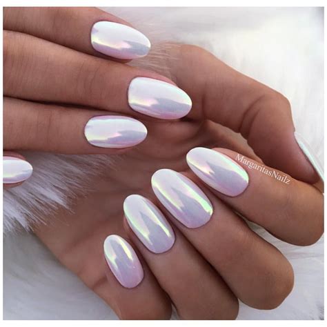 White chrome manicure Gel nails Unicorn nail art design • #nails#naturalnails#stilettonails# ...