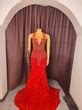 Red Luxury Prom Wedding dress, diamond rhinestone prom dress, shimmery ...
