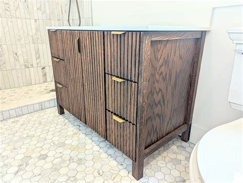 42'' Bathroom Vanity Cabinet Fluted Oak Paneling Custom Cabinet - Etsy