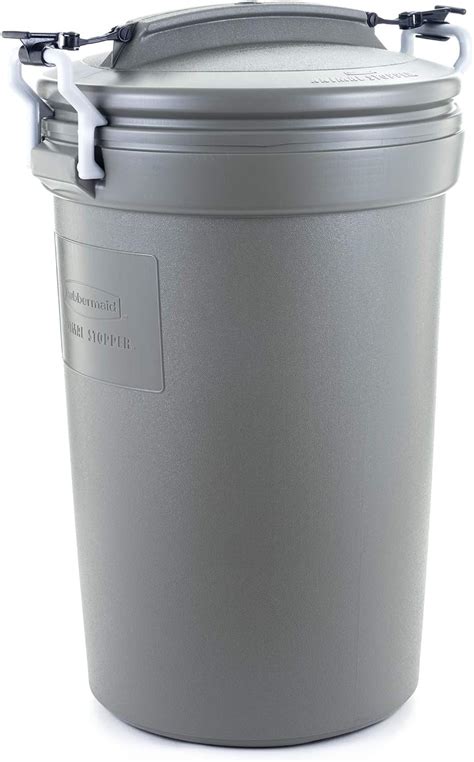 Quick Release Latches United Solutions 32 Gallon Waste Garbage Bin with Patented Locking Lid 2 ...