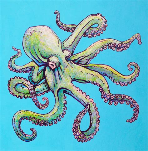 Hawaiian Octopus Art painting in ocean