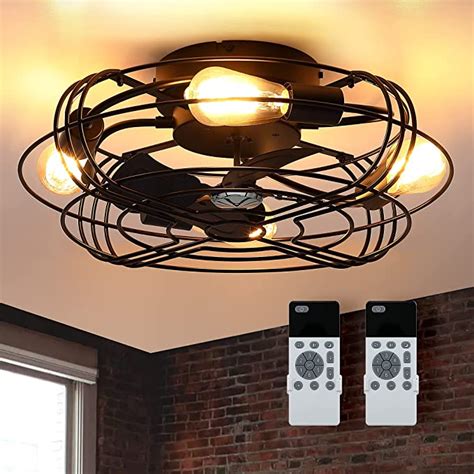 Low Profile Caged Ceiling Fan with Lights