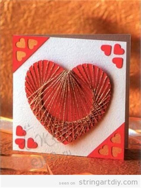 Heart Shaped String Art Card step by step - String Art DIYString Art DIY