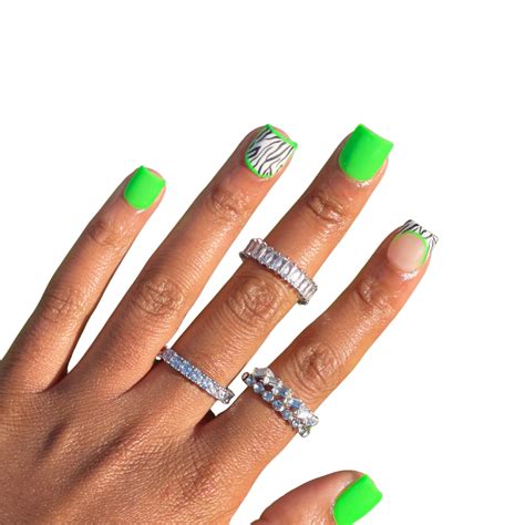 Neon Safari in 2023 | Zebra print nails, Neon green nails, Short ...
