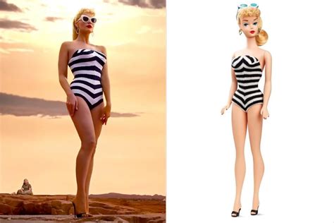 Margot Robbie Recreates Barbie's Iconic Retro 1959 Swimsuit Look in Barbie Trailer