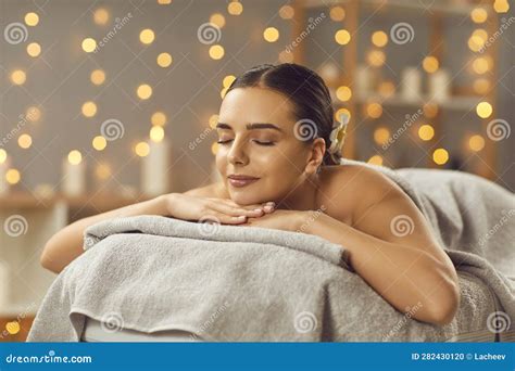 Relaxed Attractive Young Woman Relaxing in Beauty Spa Salon Stock Photo - Image of beautiful ...
