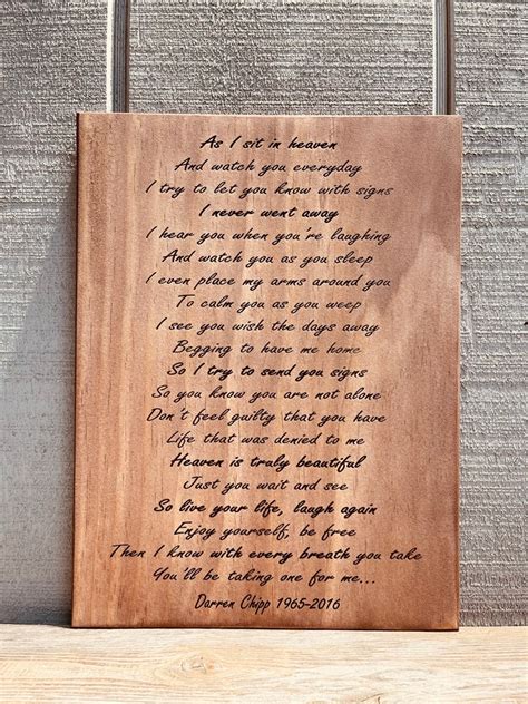 As I Sit in Heaven Inspirational Poem Wall Plaque Laser | Etsy