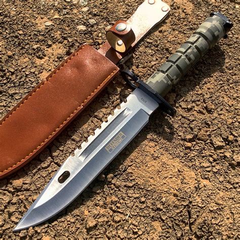 13" Green Woodland camo Hunting Knife with Sheath Survival Knife ...