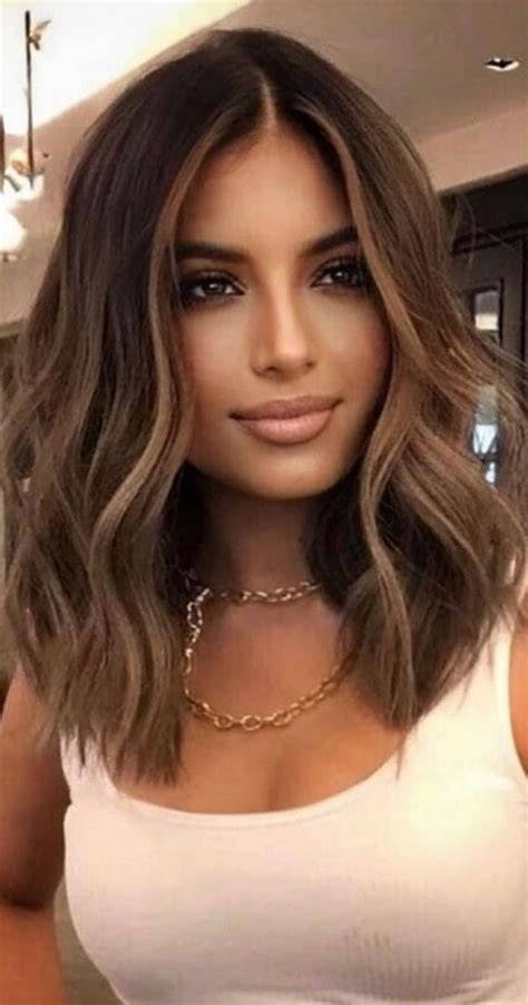 30 stylish medium length haircuts to try dark brown hair with face ...