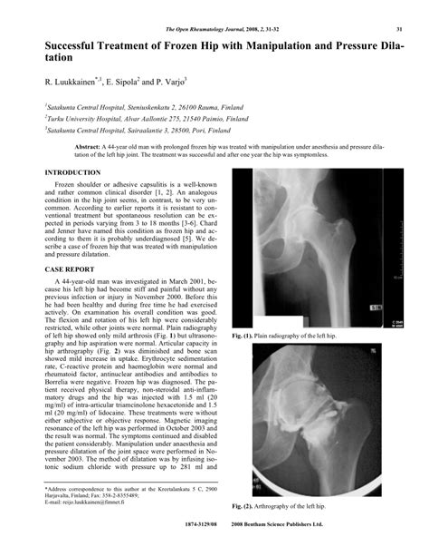 (PDF) Successful Treatment of Frozen Hip with Manipulation and Pressure Dilatation