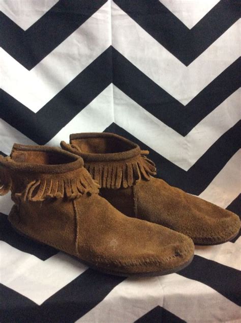 Moccasins Ankle High W/ Fringe & Zip-up Back | Boardwalk Vintage