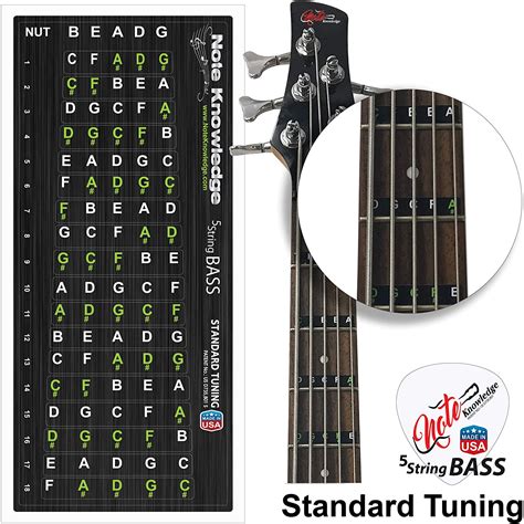 Note Knowledge Bass Guitar Note Decals 5 String | Note Knowledge