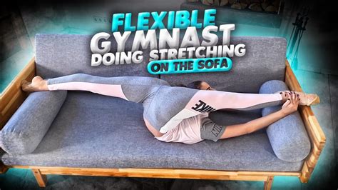 Home contortion. Flexible gymnast doing stretching on the sofa. Flexshow - YouTube