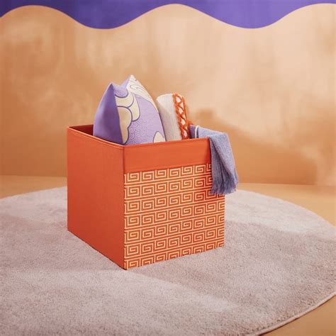 DRÖNA box, orange/cloud pattern, 33x38x33 cm (13x15x13") - IKEA