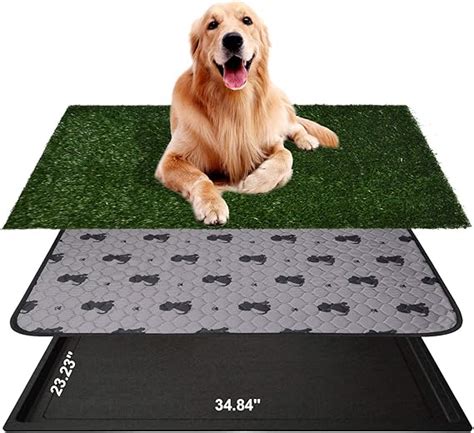 Amazon.com : AZSSMUK Dog Grass Pad with Tray Dog Pee Potty Pad, Grass Large Dog Litter Box ...