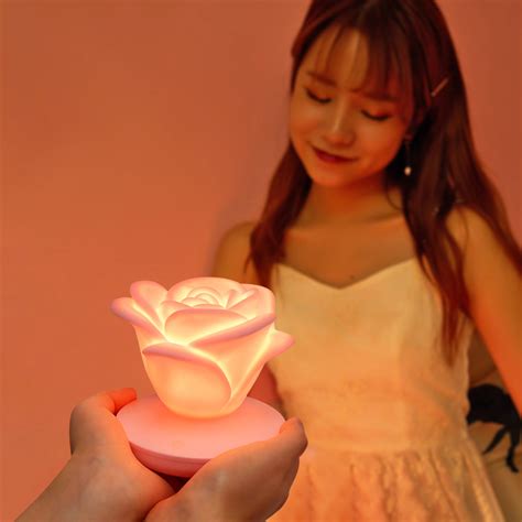 Buy quality Three-speed Touch Romantic Rose Night Light Usb Charging Desk Lamp Led Silicone ...