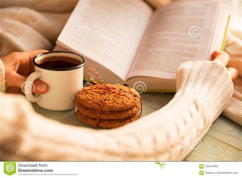 Girl Reading Book and Drinking Tea in Winter Stock Photo - Image of education, christmas: 105541852