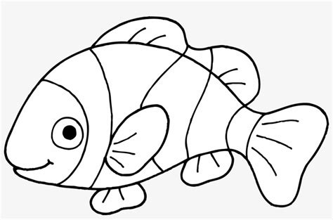 Fish Black And White Clip Art Fish Black And White - Outline Of Clown Fish Transparent PNG ...