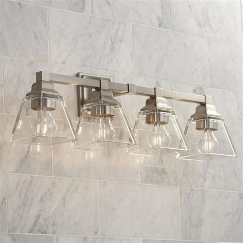 Regency Hill Modern Wall Light Satin Nickel Hardwired 28" Wide 4-Light ...