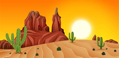 Desert scene at sunset 301513 Vector Art at Vecteezy