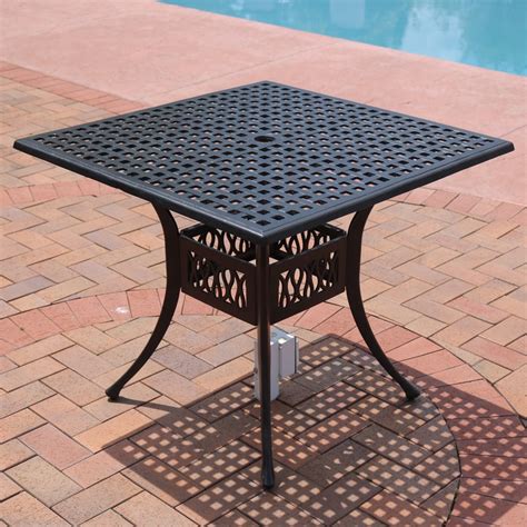 Square Outdoor Patio Table Hampton Bay Oak Heights Metal Square Outdoor Patio Dining Table ...