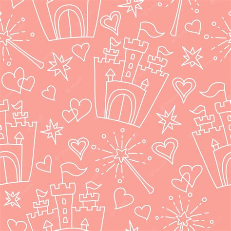 Premium Vector | Hand drawn vector seamless princess pattern