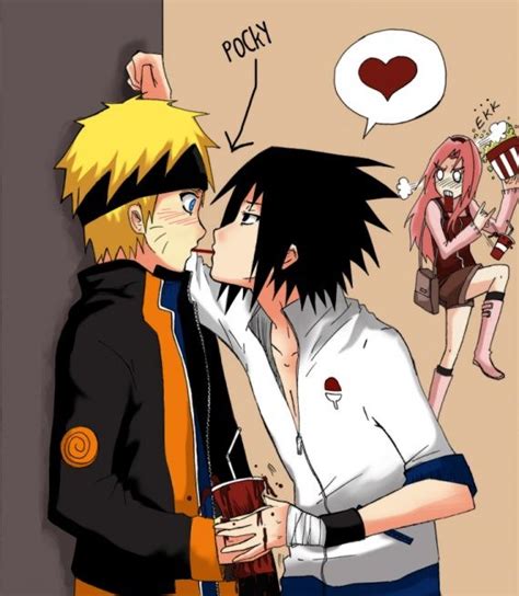 Naruto and Sasuke + pocky = heart THIS IS SO FUNNY IM SORRY FOR YAOI IF ...