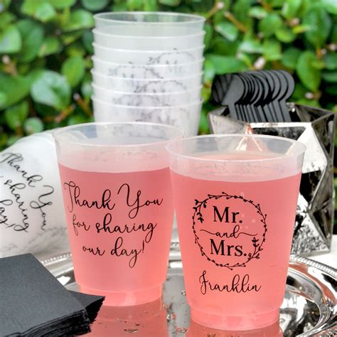 16 Oz. Custom Printed Reusable Plastic Stadium Cups for Wedding Favors | Wedding cups ...