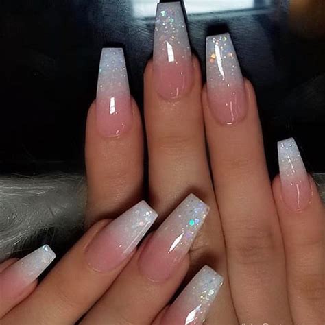 Glitter Ombre Coffin Nails : Pink And Glitter Ombre Coffin Nails ...