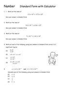 Standard Form with the Calculator | Teaching Resources