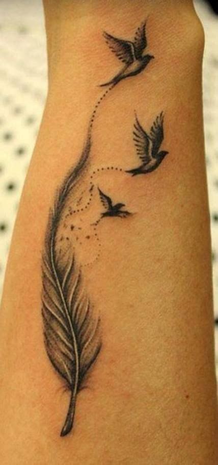 Tattoo bird small feathers 32+ Ideas | Feather with birds tattoo, Tattoo placement ideas for ...