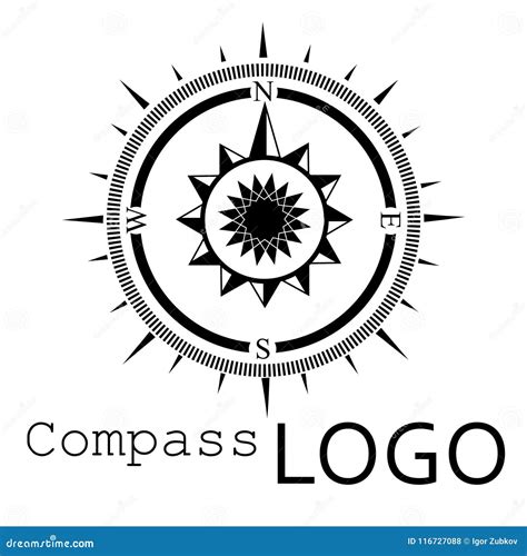 Black and White Compass Logo. Vector Icon. Rose of Wind Stock Vector - Illustration of logo ...