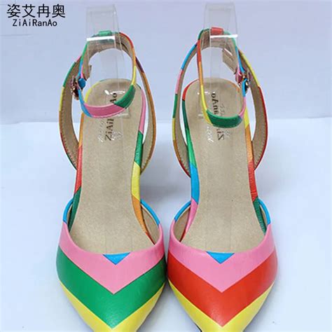 Summer Style Women Shoes Sexy Rainbow Shoes Woman Pointed Toe Sandals ...