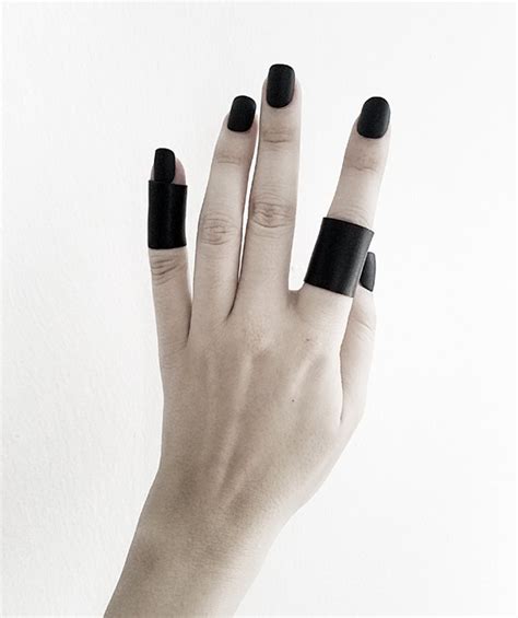 Rannka black shield stretch matte vegan leather ring