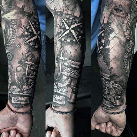 Top 37 Sailor Sleeve Tattoo Ideas [2021 Inspiration Guide] | Nautical tattoo, Nautical tattoo ...